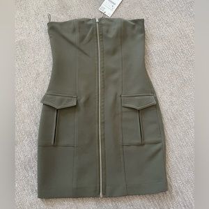 ZARA green mini zip dress